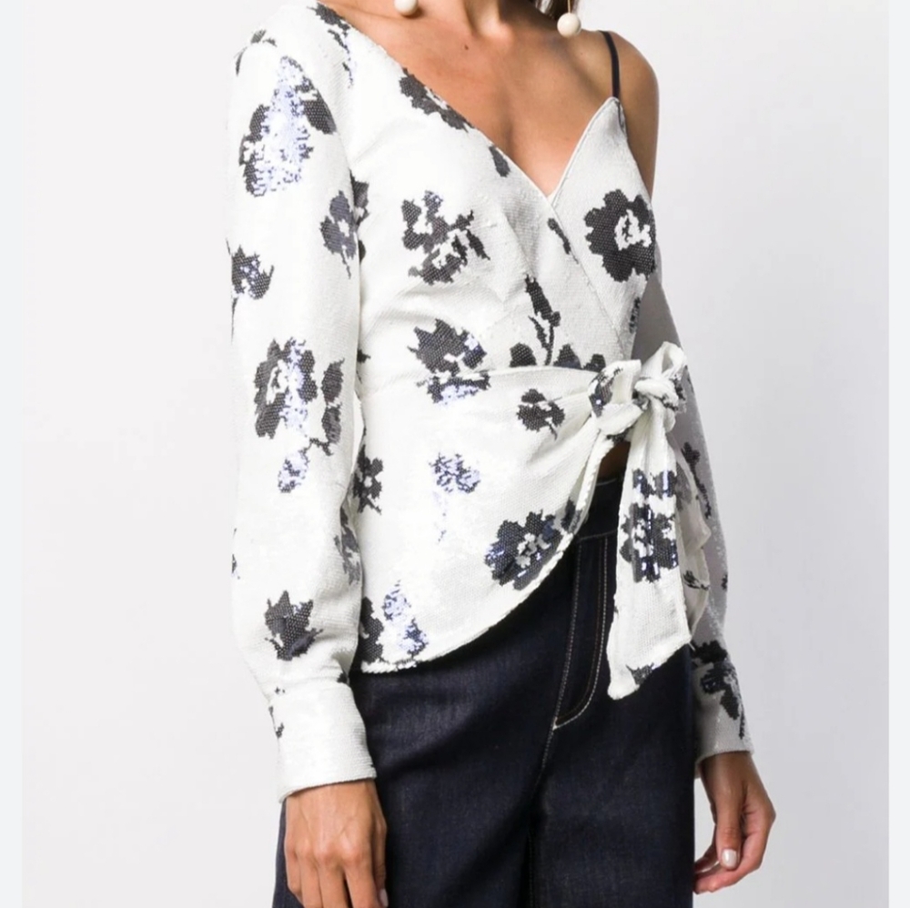 Self-Portrait Cream and Black Floral Blouse